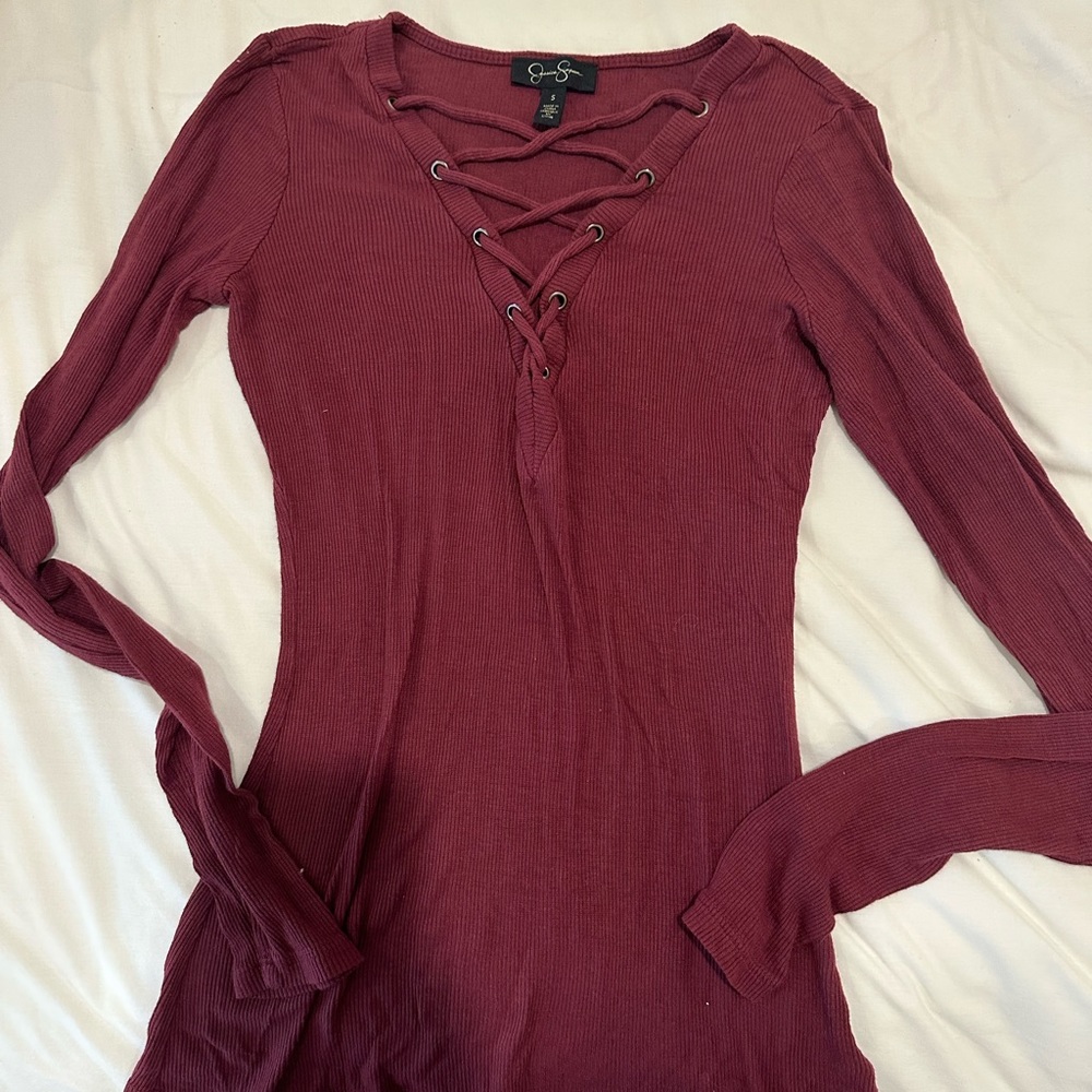 Long sleeve top with cross detail